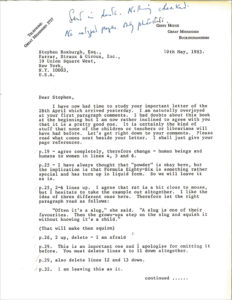 Letter to Stephen Roxburgh