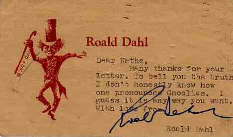 Postcard from Roald Dahl